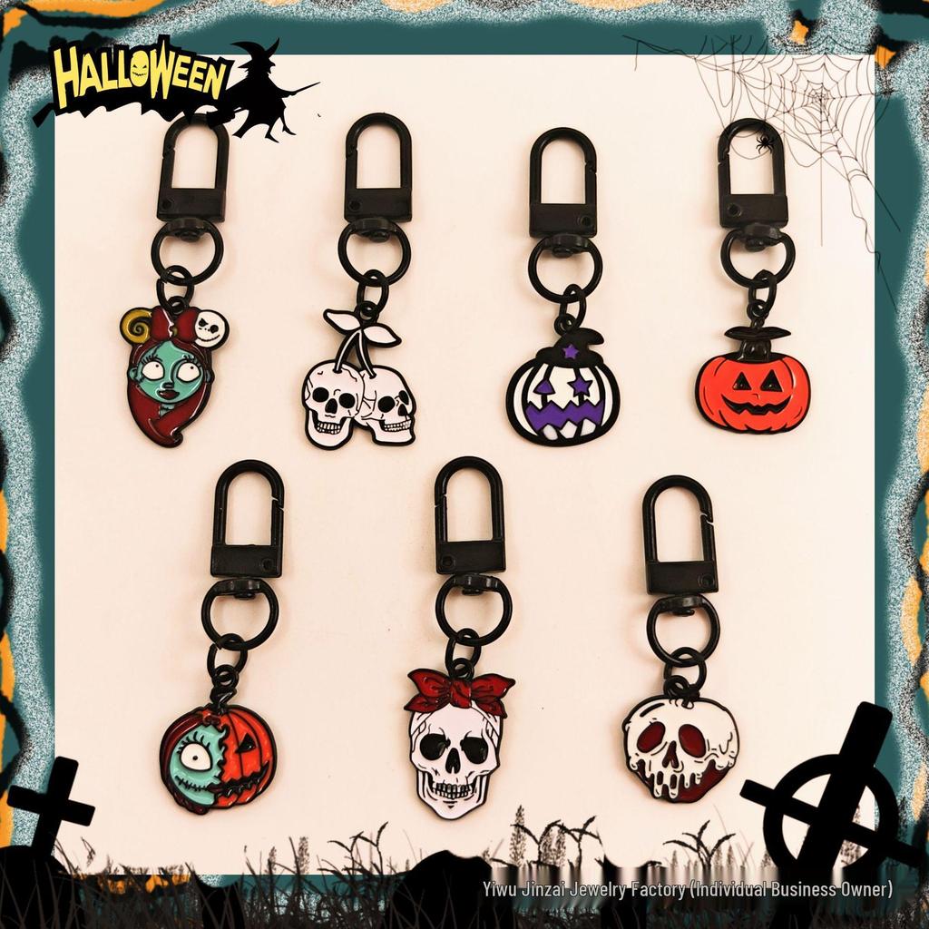 Cross-Border Halloween Skull & Pumpkin Keychain – Metal Ghost Charm Gift