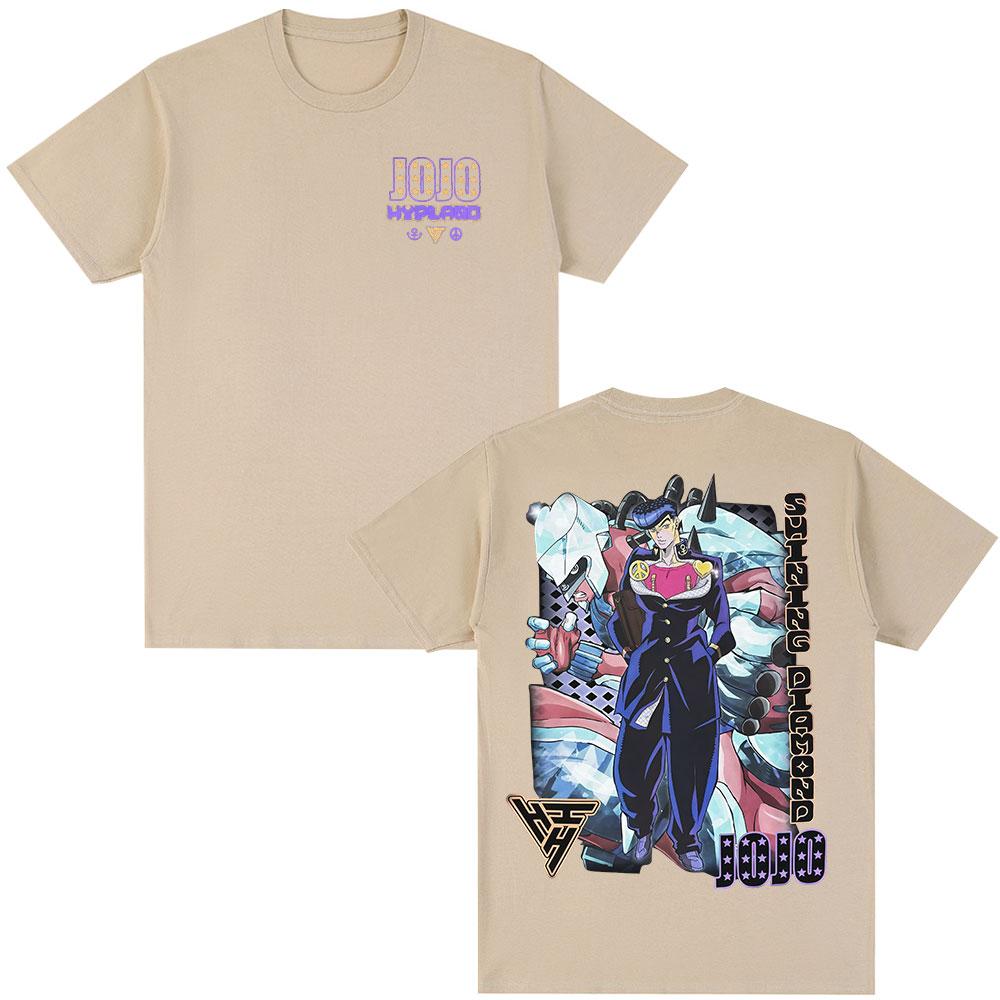 Anime JoJo Bizarre Adventure Tshirt Higashikata Josuke Manga Tshirts Mens Women Fashion Casual Loose Short Sleeves T Shirt