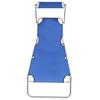 Folding Sun Lounger with Sun Canopy Blue Aluminum