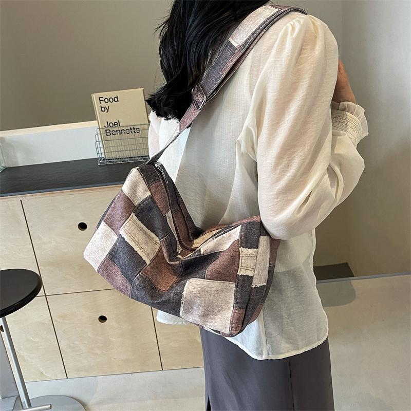 Джинсовая холщовая сумка Женская сумка через плечо Пригородная большая сумка синий — фото 9