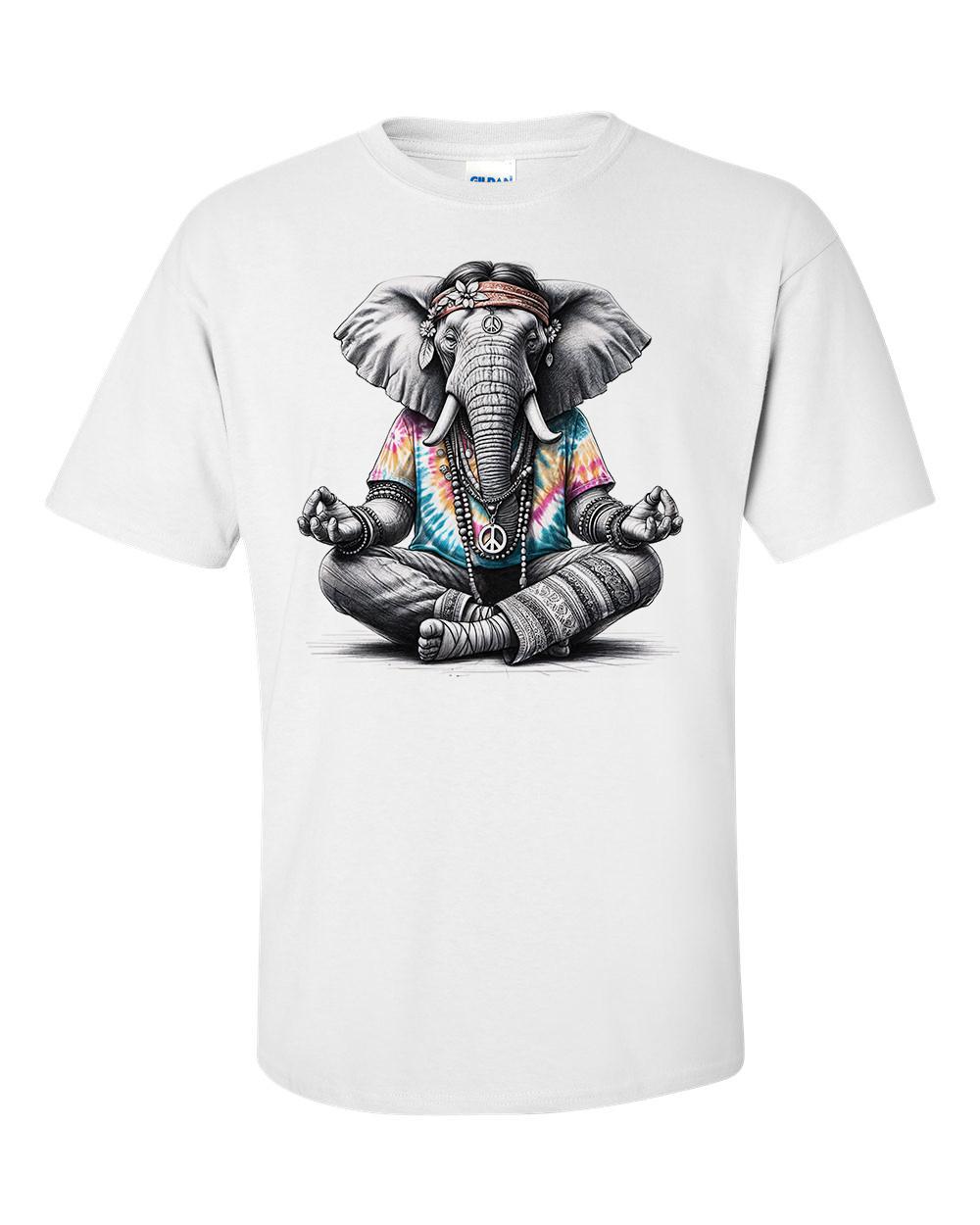26 Meditating Hippie Elephant  Yoga Meditation  Flower Power T-Shirt Unisex T-Shirt XXXXL