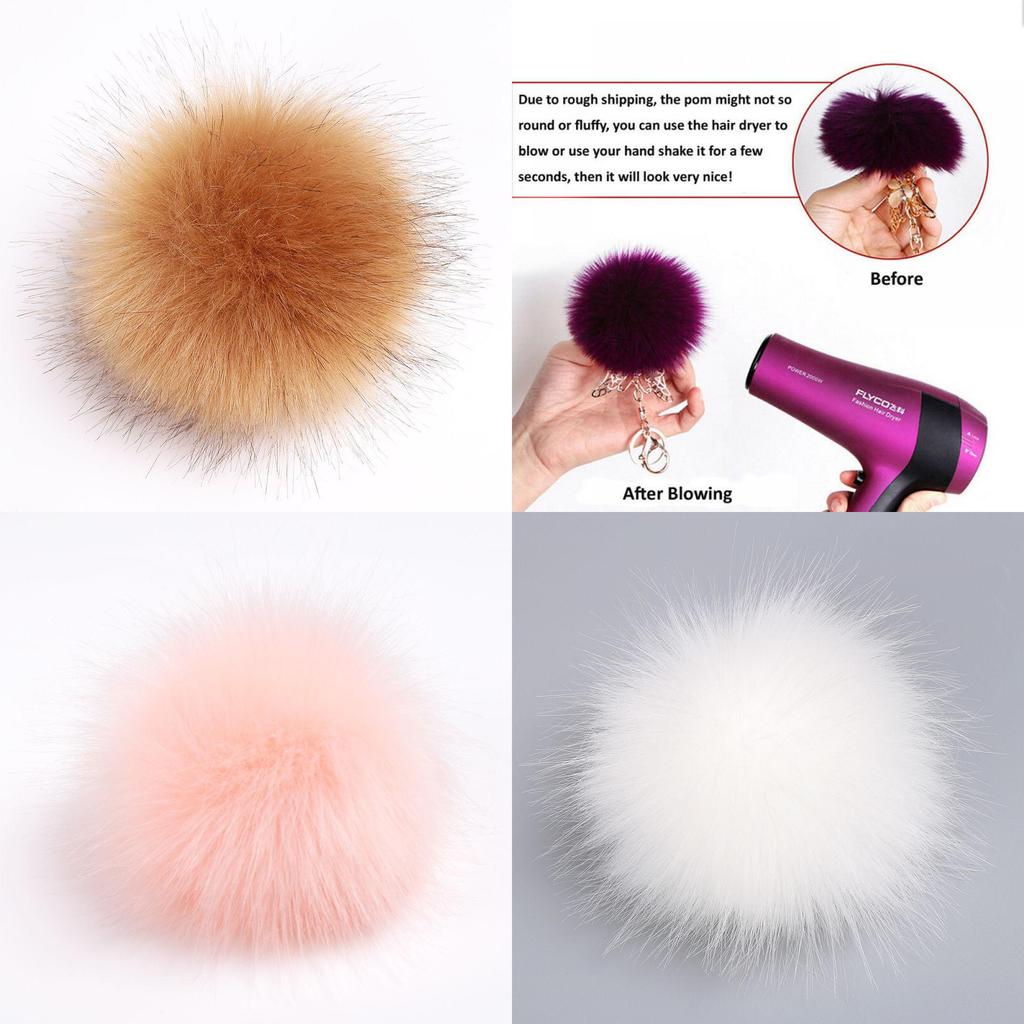 Luxurious Diy Women Faux Raccoon Fur Pom Poms Ball For Knitting Beanie Hats