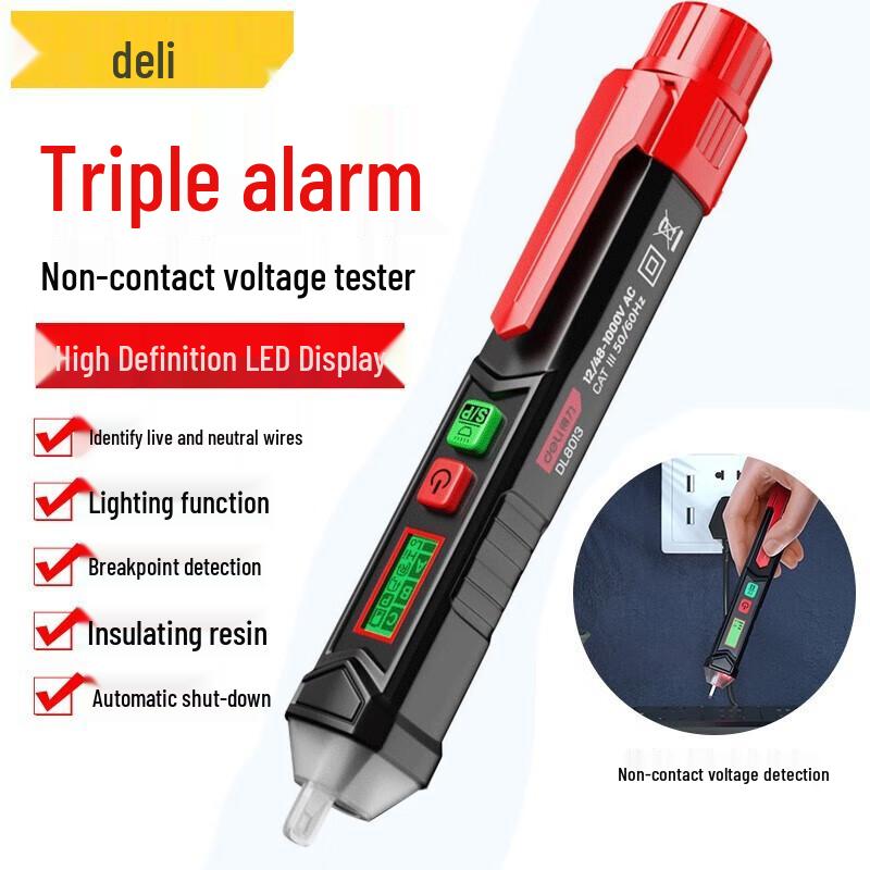 Deli DL8013 Non-Contact Voltage Tester Pen with Flashlight