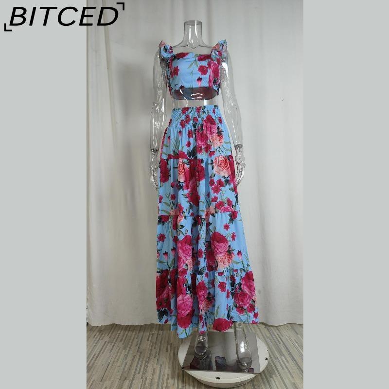 BITCED Spring Women's Commuter Mid-Waist Trendy Strappy Full-Skirted Fashionable Casual Set