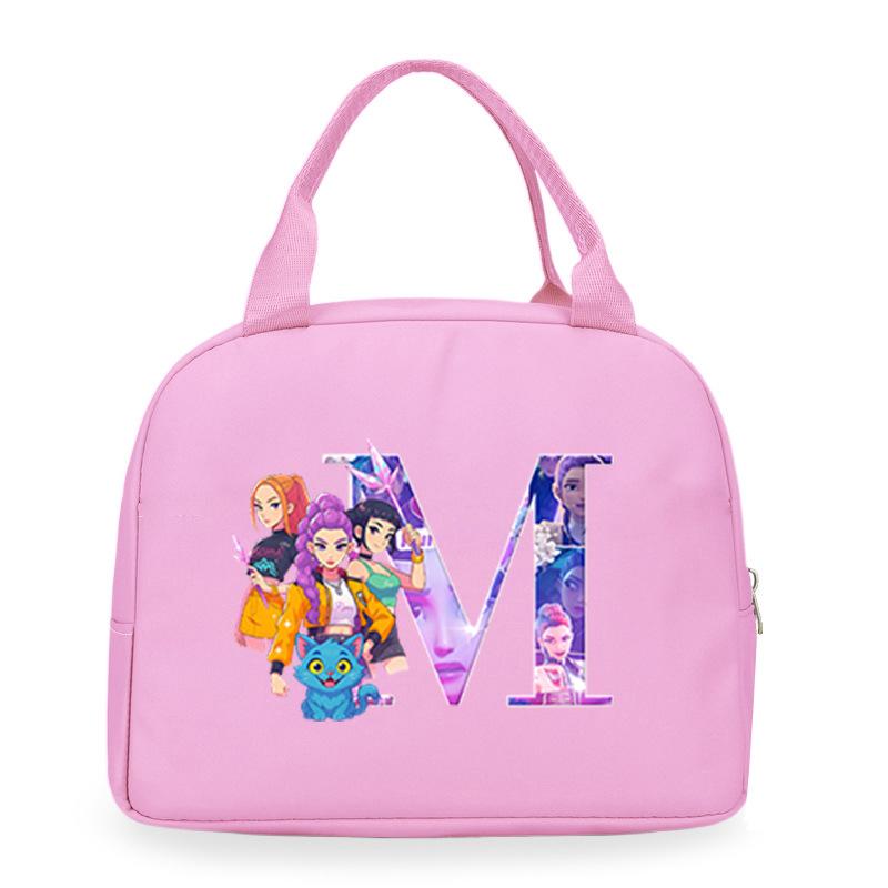 Trend Kpop Anime Cartoon Peripheral 26 Letter Printing Bento Bag Commuter Portable Lunch Box Bag