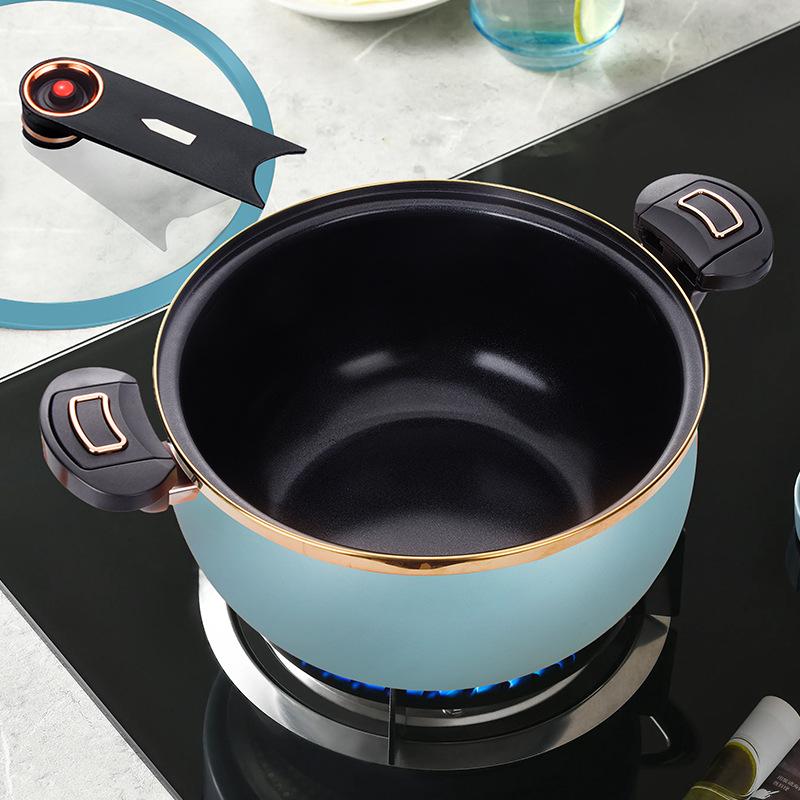 Universal Non-Stick Enamel Micro-Pressure Cooker for Soup and Stew, Compatible with Gas and Induction Stoves