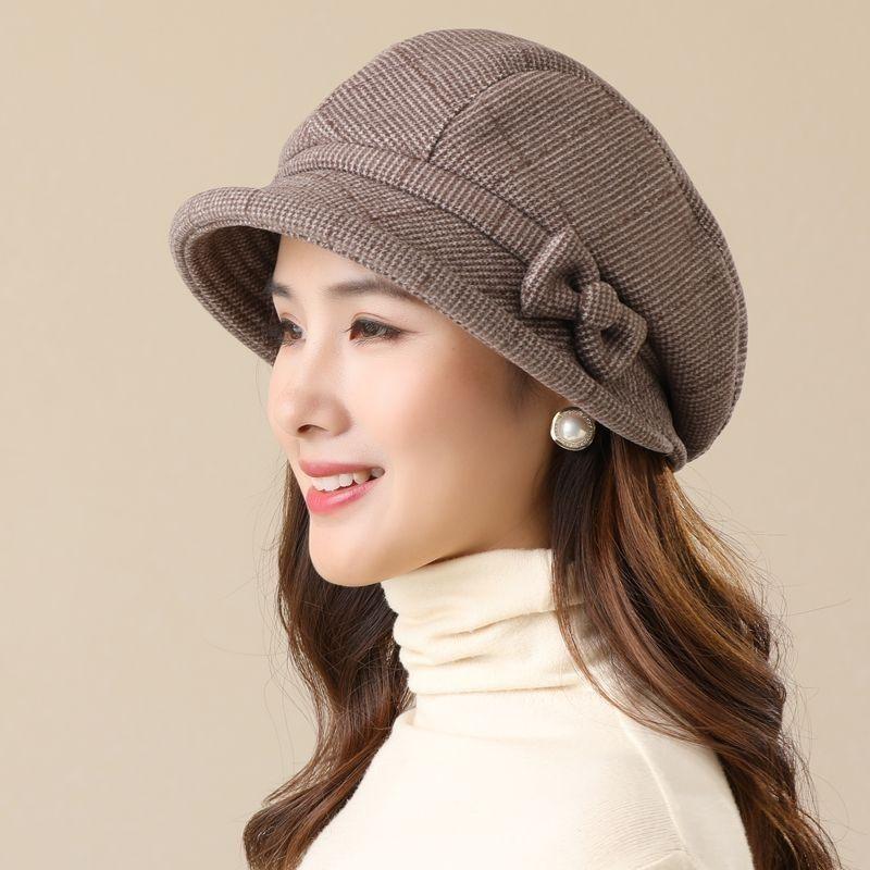 

Осенне-зимние шапки для женщин среднего возраста с модным мелким сетчатым узором, шерстяные, теплые, с большой головой, шапка-тазик, утепленная, рыбацкая шапка one size хаки