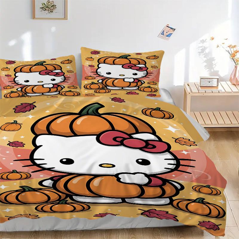 

3 шт. Набор постельного белья Тыква, Hello Kitty: Идеально подойдет для спальни или гостевой комнаты.. Мягкий и удобный, без стержня yy251010169 135x200cm