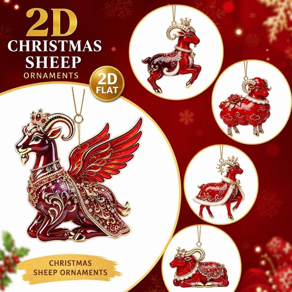 2D Christmas Tree Ornament Hanging Christmas Decor New Christmas Sheep Ornament Home