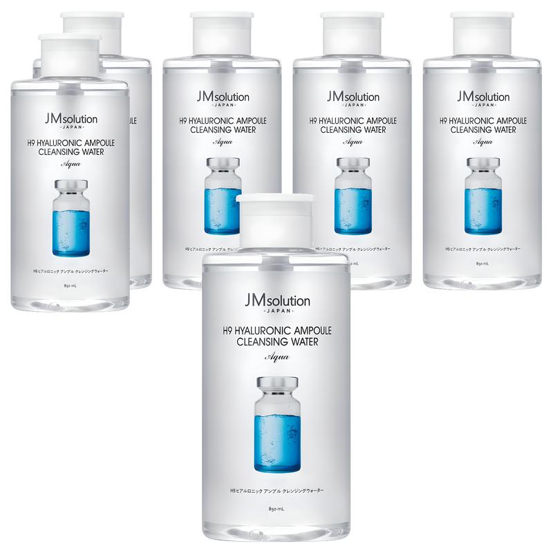 JM Solution H9 Hyaluronic Ampoule Cleansing Water Aqua, 850ml, 6 Pcs