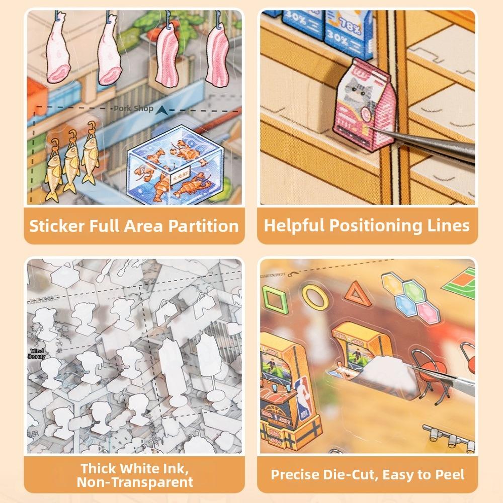 Large Size Grocery Scene Sticker Parking Lot Arcade Stacking Sticker Kids Gifts