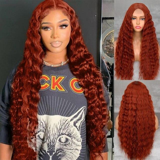Synthetic Wigs Curly Wigs for Black Women Long Deep Wave Wigs Hair Heat Resistant Half HTied Cosplaly Wigs Party