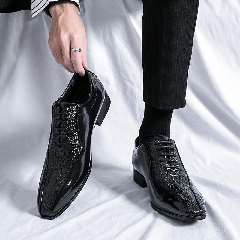 New Business Men's Shoes Oxfords Square Toe Lace-up Spring Autumn Brown Black Mens Dress Shoes Zapatos De Vestir Hombre