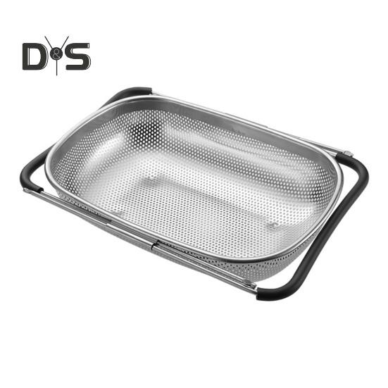 

Корзина-дуршлаг для кухонной раковины с выдвижной резиновой ручкой, большая вместимость, корзина-дуршлаг для овощей и фруктов, сушилка L