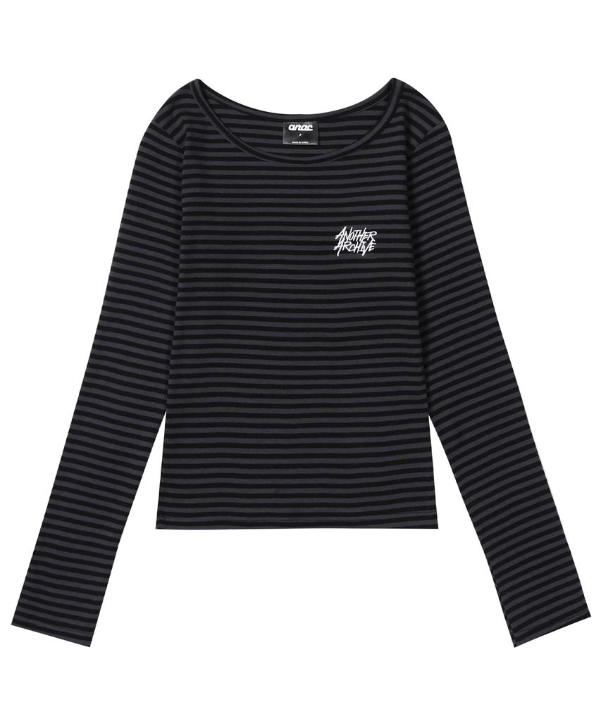 ANOTHER ARCHIVE Stripe Women'S Perfect Slim Long Sleeve_White Black