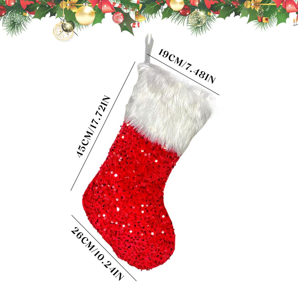 Christmas Stockings Christmas Sequin Decor Seasonal Stockings For Women Kids Family Fireplace Mantels Tree Party Favor AS SHOW красный