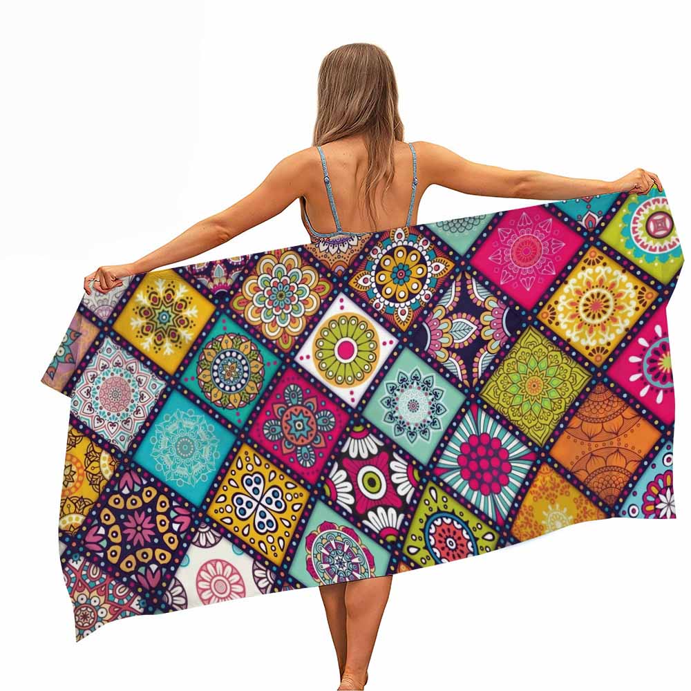 Colorful Mandala Microfiber Psychedelic Beach Towel Portable Quick Dry Sand Outdoor Travel Swim Yoga Mat Super Absorbent Towel