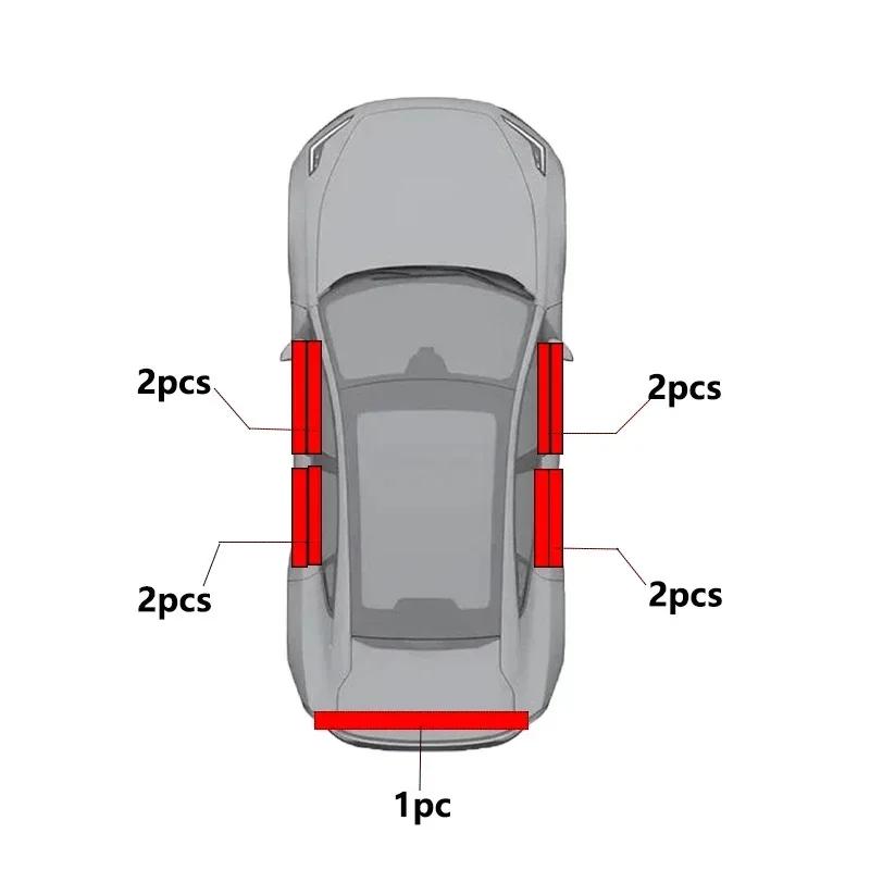 4pcs/5pcs set Carbon Fibre Threshold Protection Strip Universal Anti-scratch and Anti-collision Door Decorative Strip Sticker