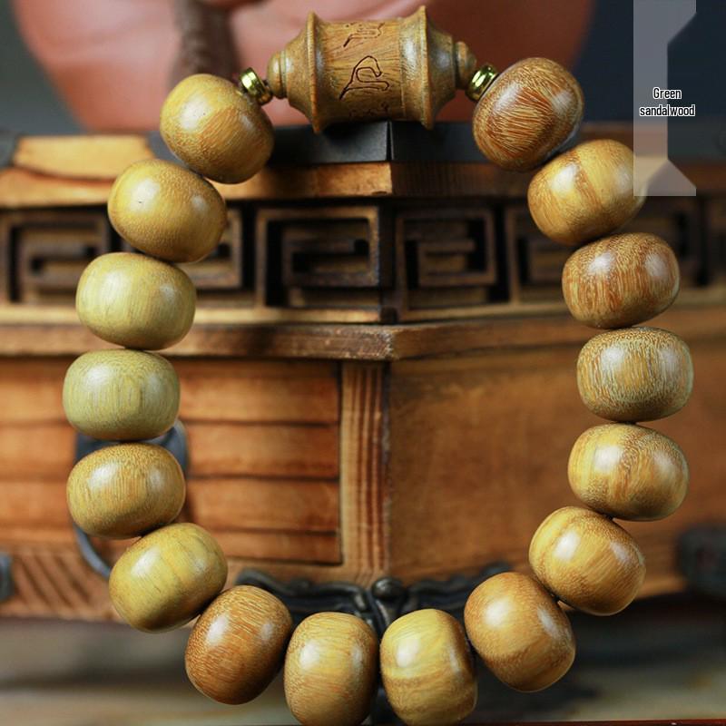 Argentinisches Grünes Sandelholz Buddhistisches Gebetsperlenarmband für Männer und Frauen
