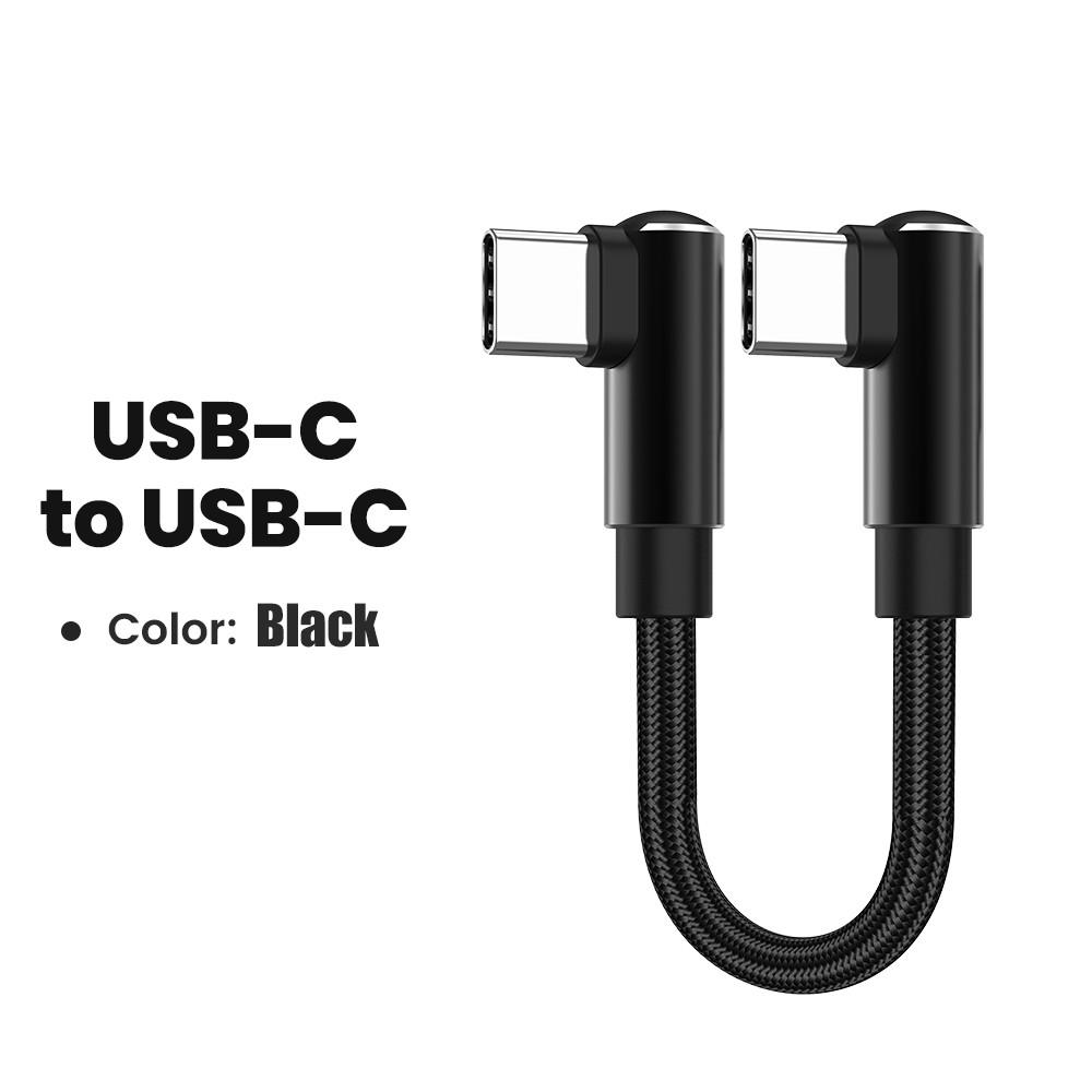 0.25/0.5M Short Cable 90 Degree Elbow USB Type C to Type C Cable 66W Fast Charging Data Cord For iPhone Sumsung Power Bank Cable