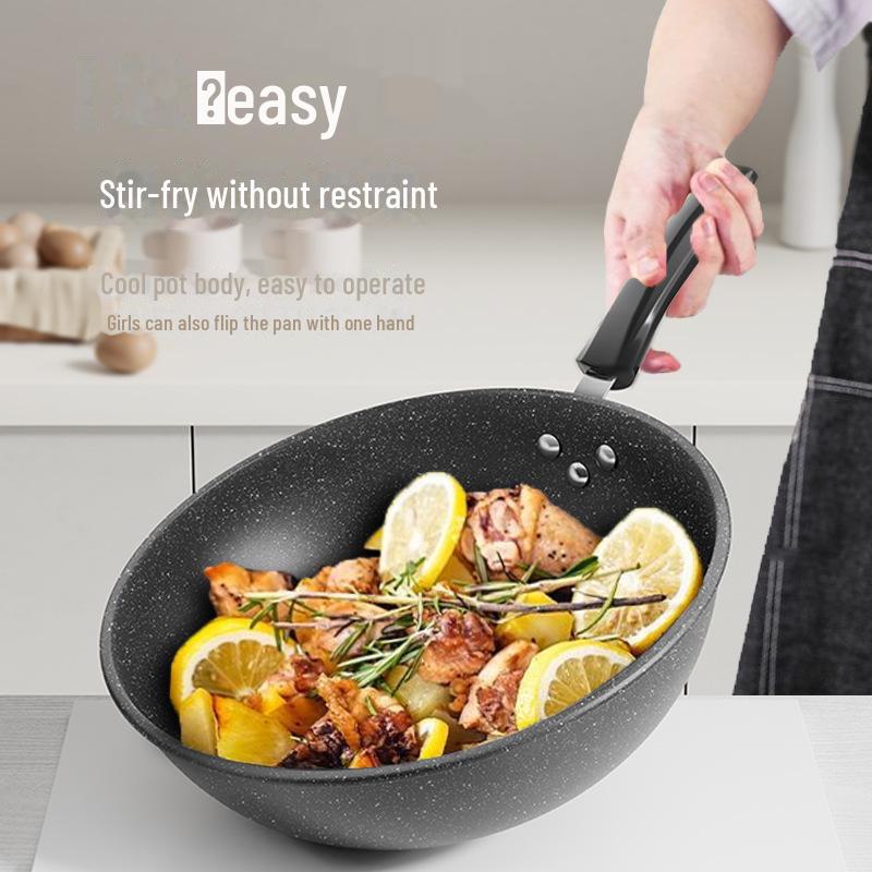 Tigaie antiaderentă din piatră medicală turnată sub presiune cu 5 straturi – compatibilă cu aragazul universal și îngroșată pentru gătit în casă