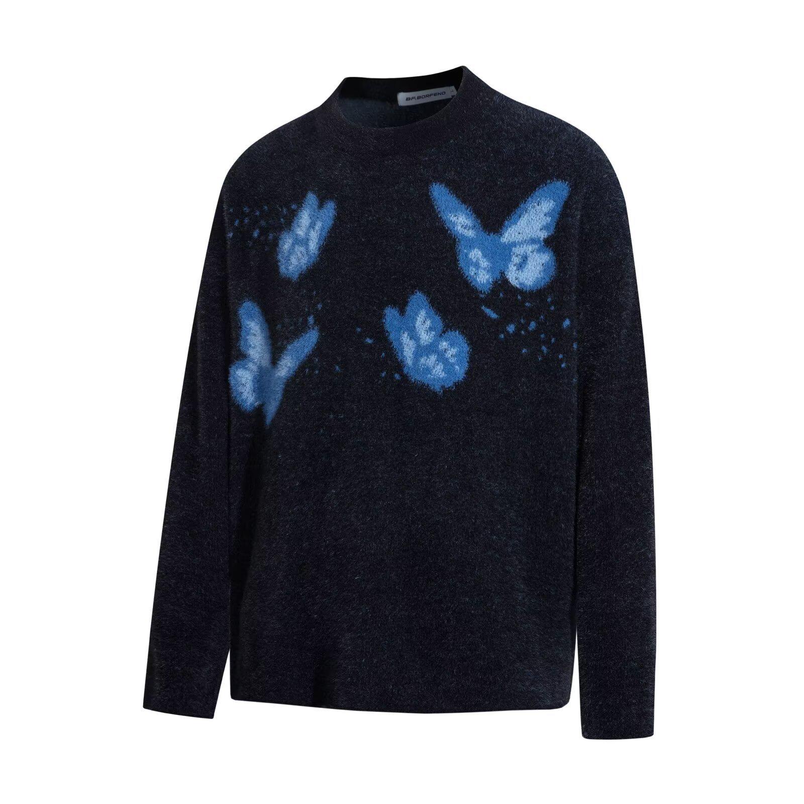 

Unisex Butterfly Round Neck Sweater - Trendy, Soft & Fluffy Knit for Winter XXL чорний