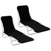 vidaXL Folding Loungers 2 Pcs. Steel and Fabric Black