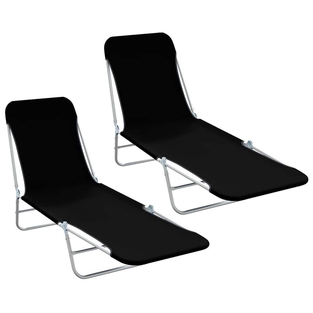 vidaXL Klappliegen 2 Stk. Stahl und Stoff Schwarz