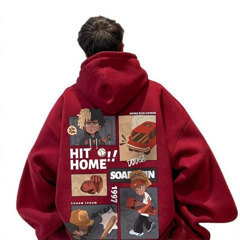 Herren Übergroßes Kapuzensweatshirt Lockerer Schnitt Streetwear Pullover Herbst Freizeitjacke