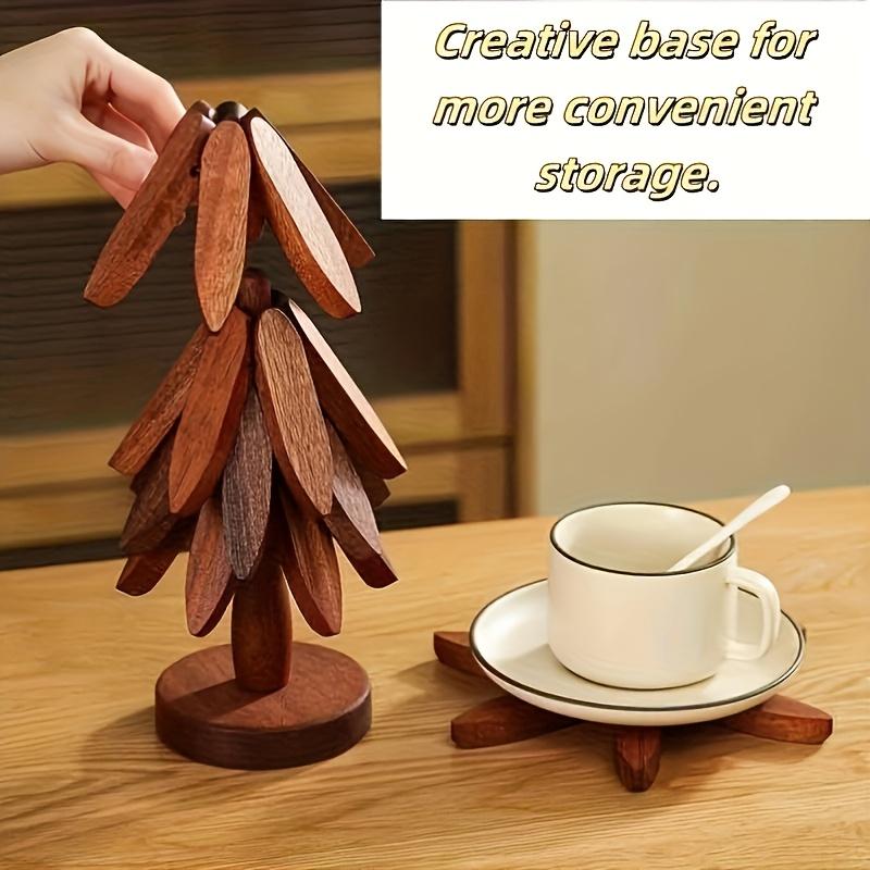 Wooden Trivet Heat Resistant Table Mat Creative Wood Coaster Pot Holder Bowl Pad Kitchen Dining Decor