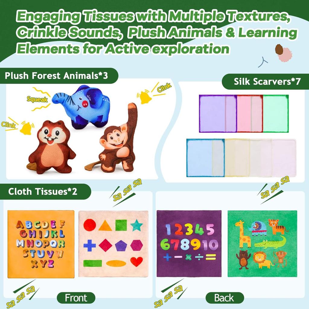 Baby Toys 6-12 Months - Montessori Toys for 6 Month Old Sensory Toys Baby Tissue Box Toy 6 7 8 9 12 18 Month Old Baby Must Haves Development Learning