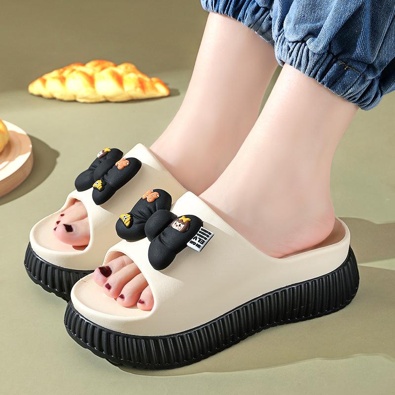 2024 Green Flower High Platform Slippers Women's Anti Odor Summer Slide Shoes College Student Gilrs Increased Slipper Mules Shoe