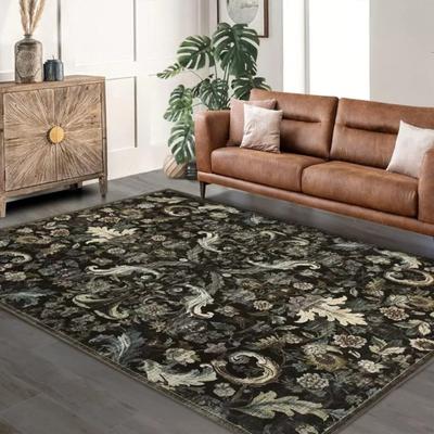Area Rug Washable Rug Vintage Traditional Mat Indoor Thin Retro Accent Floral Non Slip Carpet Living Room Dining Room Office
