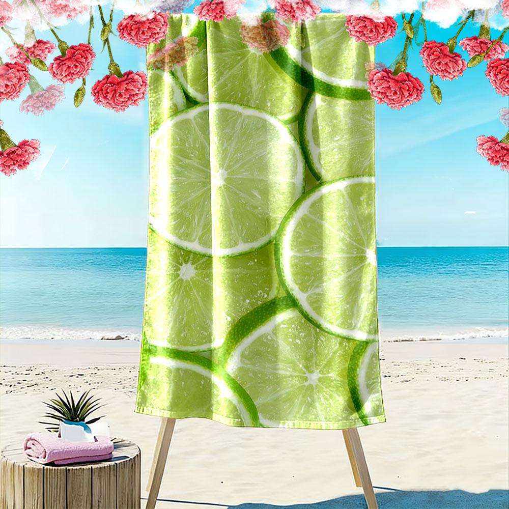 Lime Slices Fresh Summer Print Beach Towel Quick-drying for Travel Outdoor Sports Jogging Beach and Swimming