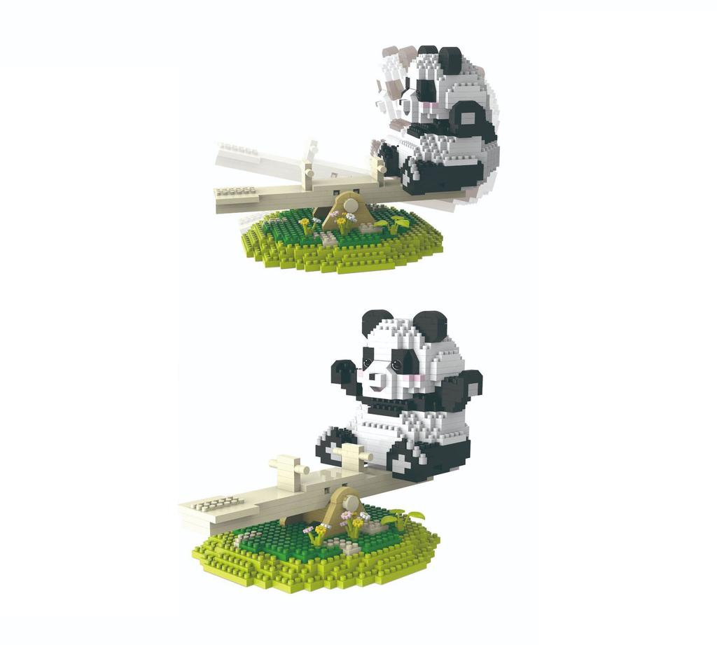 Nanobricks Lovely Cartoon Animal Micro Diamond Block Panda Swing Seesaw Rocking Horse Carousel Model Bricks Educational Toys