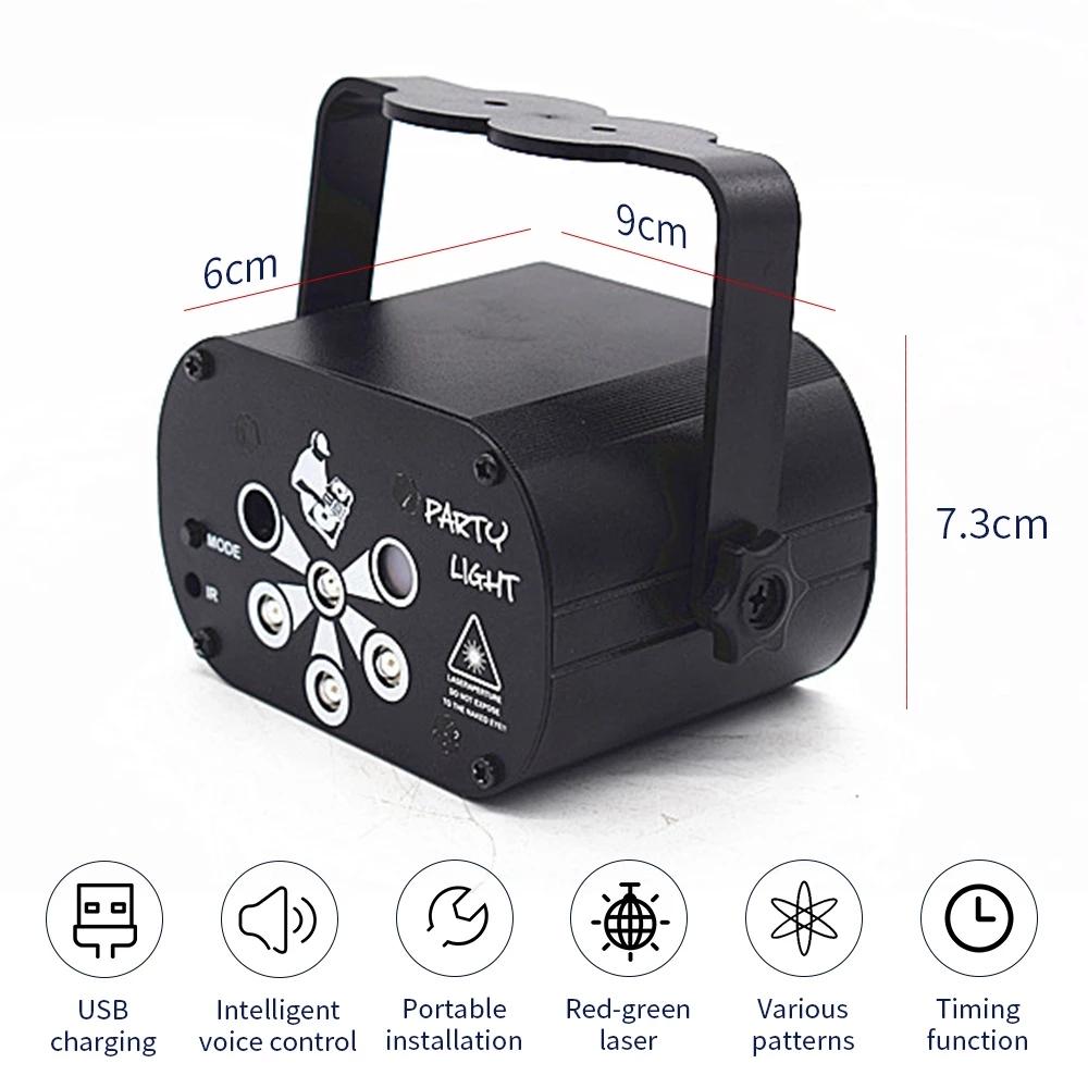 60 Patterns USB Rechargeable Mini Laser Stage Projector Lights RGB UV Party Disco  Star Light for Wedding Birthday Party DJ Home