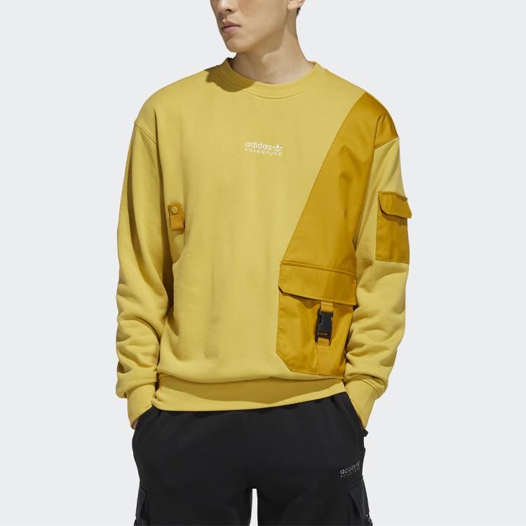 adidas Colorblock Large Pocket Knit Pullover Sweatshirt for Men, Yellow