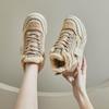 MCTIN Shoes for Women Winter Plush Chunky Sneakers Lace Up Casual Thick Soled Warm Shoes