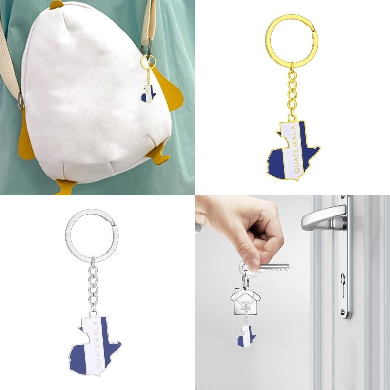 Guatemala Map Flag Keychain Ethnic Style Keyrings Jewelry Accessory for Bags