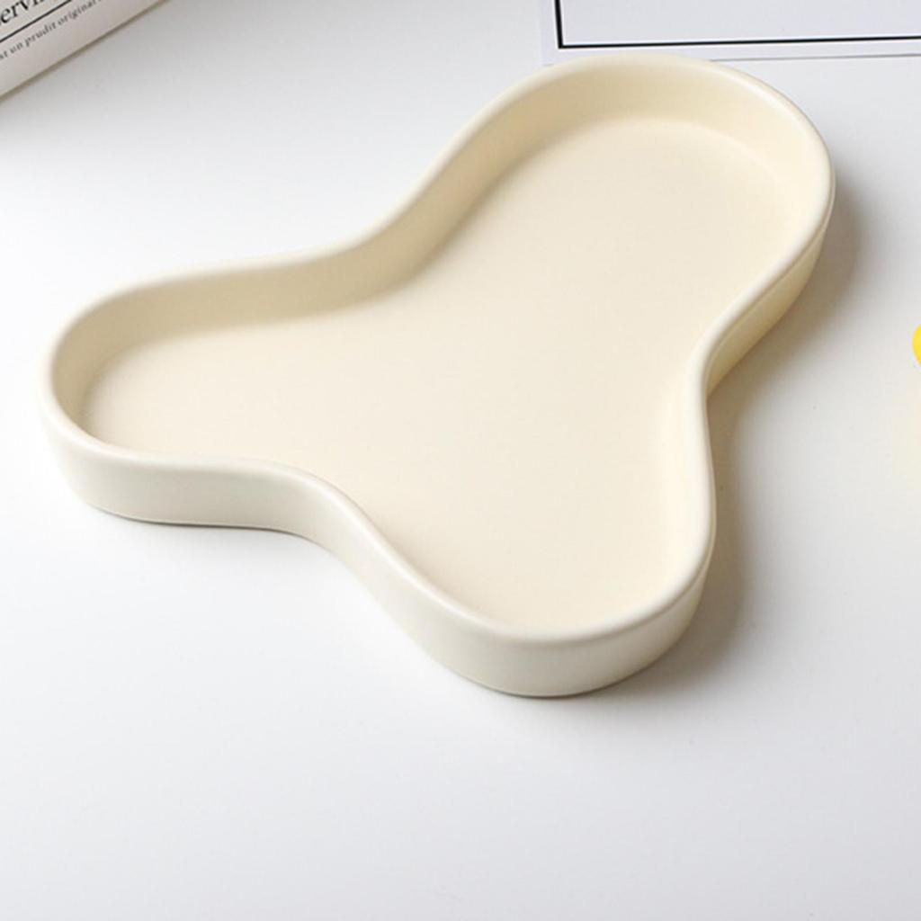 Multipurpose Decorative Tray Jewelry Plate Dish for Desktop Bedroom Decor Beige