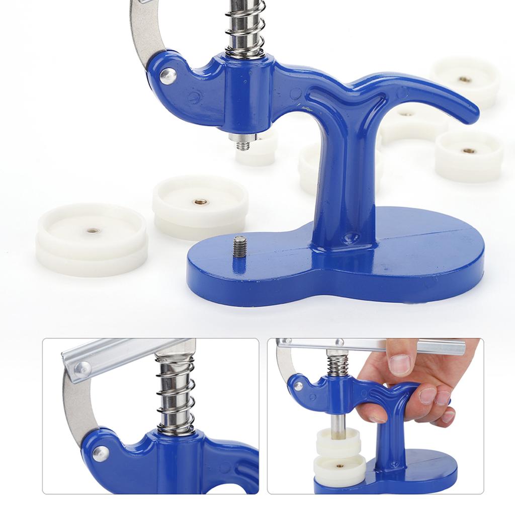 Outil de réparation de presse d'horloger avec 12 matrices, bleu