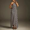 Women Halter Striped Print Maxi Dress Sleeveless High Waist Flowy Summer Dress