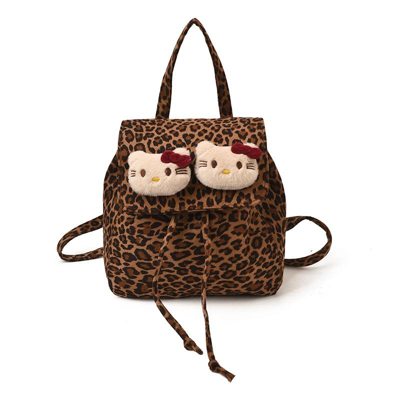 Tide Cool Leopard Print Boys And Girls Backpack Kindergarten Baby Small Schoolbag Cartoon Cute Kitten Children S Backpack коричневый