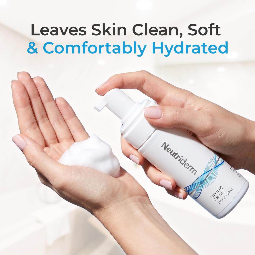 Neutriderm Foaming Cleanser Face Wash For Dry Skin: Ultra Hydrating Facial Cleanser With Niacinamide, Vitamin C, Provitamin B5 Cleansing Foam - Fac