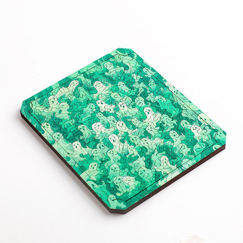 

Green Wave Ghost Wooden Art Puzzle: Immersive Educational Birthday Gift for Children