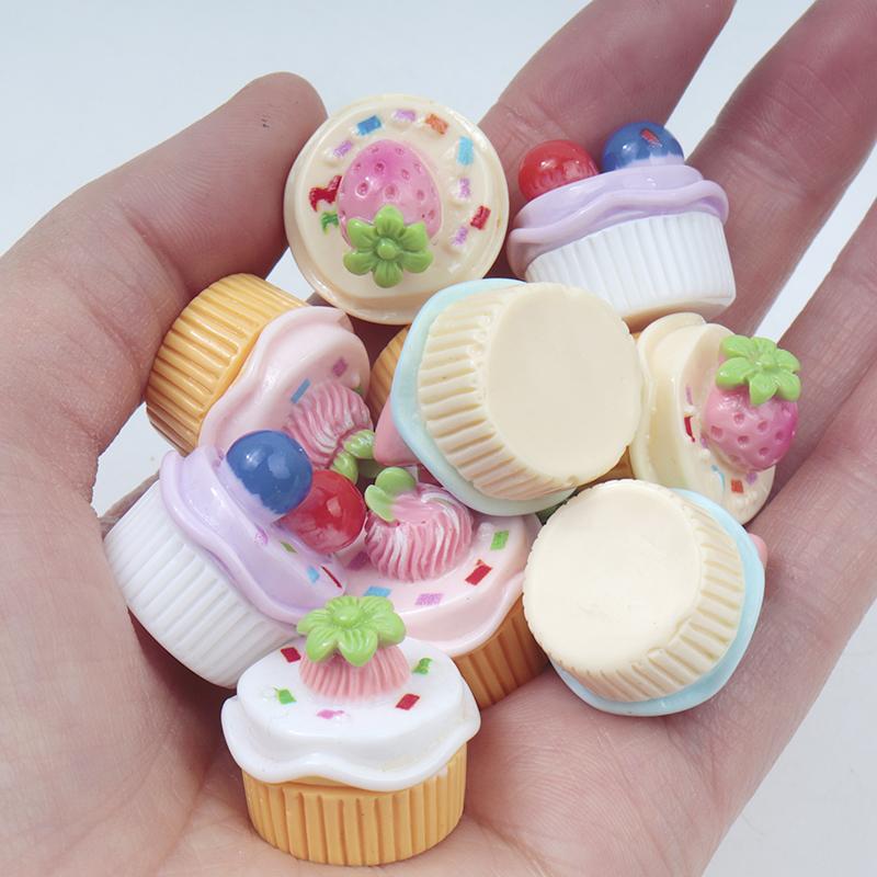 10/100Pcs Kawaii 3D Miniatures Bread Cookies Cake Flatback Resin Cabochon Dollhouse Decoration Diy Embellishments Craft Keychain