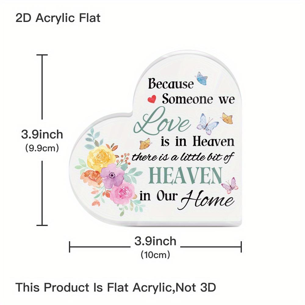 1 szt. Akrylowy znak w kształcie serca Dekoracja stołu - Pamiątkowy prezent po stracie bliskiej osoby, 'Niebo w naszym domu' z motywem kwiatowym i motylami, Nowoczesny