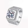 Tezzc Moissanite Lab Diamond Ring for Men Sterling Silver with Gold Plated Wedding Man Rings Jewelry Certified