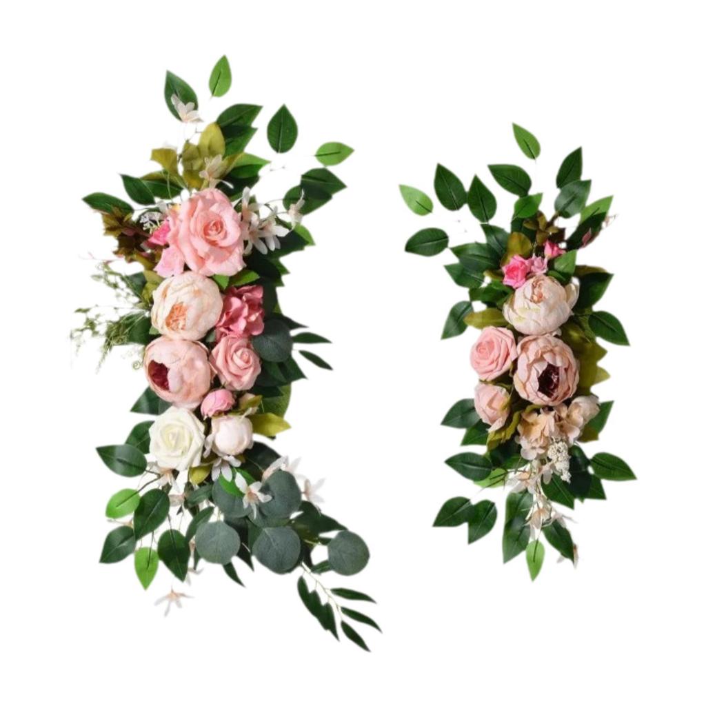 2x Silk Flowers Ornament for Decorating Artificial Flower Swag Wedding Arch Wreath Floral Swag for Party Wedding Car Wall Door
