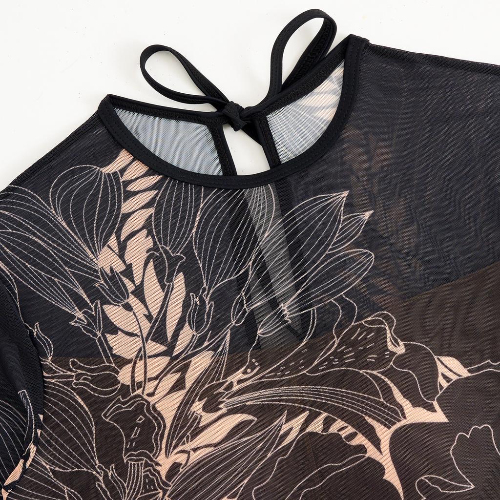 Vintage Long Sleeve UV Protection One Piece Swimsuit For Women Retro Swimwear Comfortable Stylish Bathing Suit For Beach Pool Activities